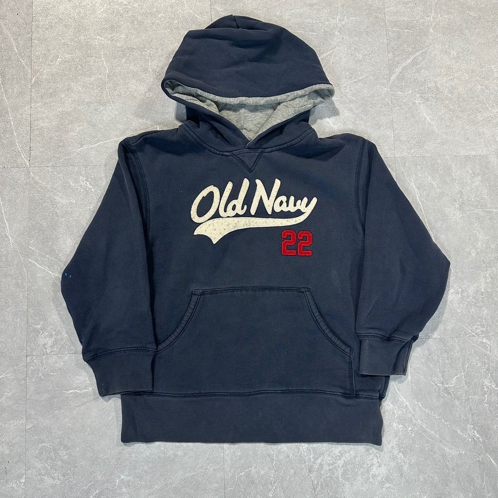 Old Navy Kids Navy Blue Varsity Logo Pullover Hoodie Sweatshirt Size 6 4390